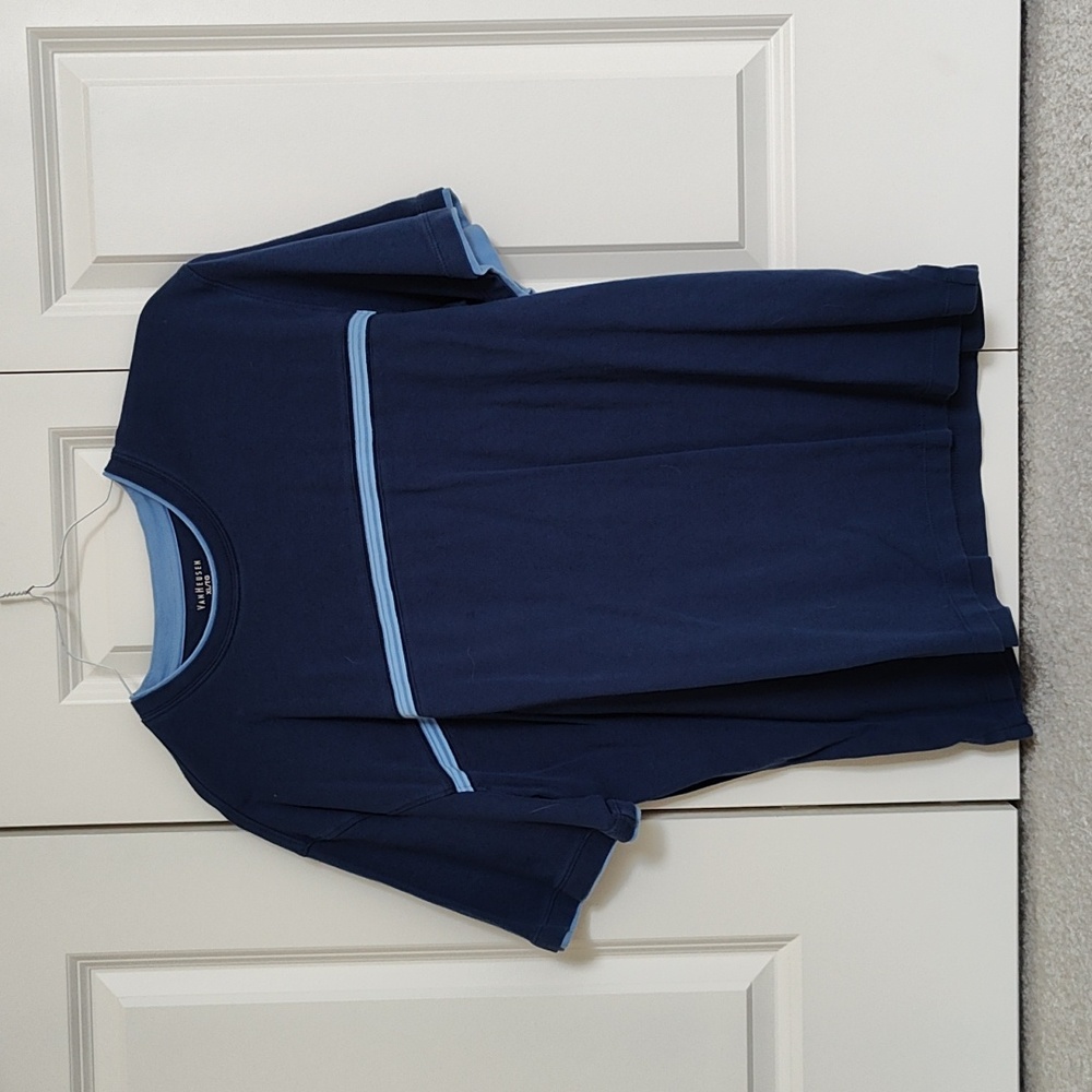 Blue short sleeve cotton shirt
